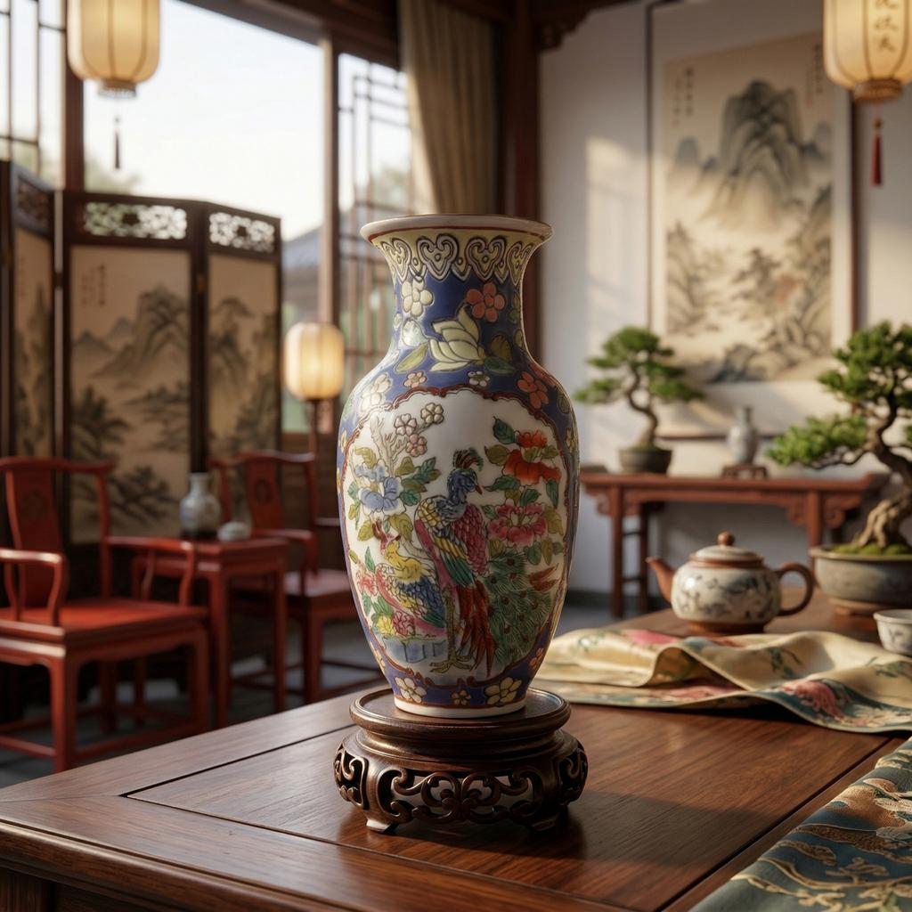 Klein handgeschilderd vaasje Tongzhi periode, Ophalen of Verzenden