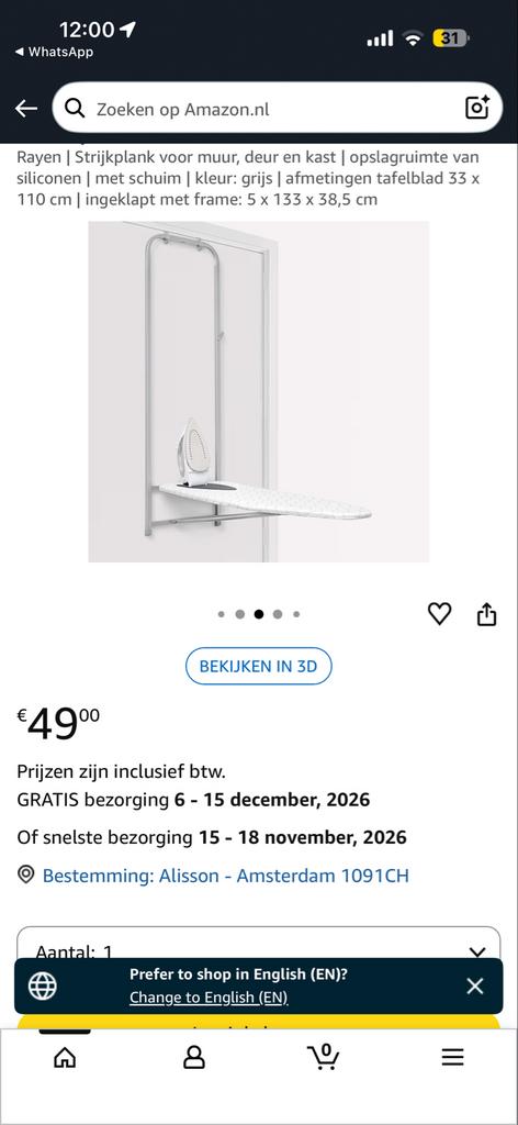 Nieuwe Rayen Strijkplank voor muur, deur en kast, Ophalen, Nieuw