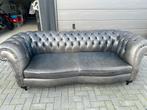 Blauwgrijze Chesterfield 2,5-zits bank - Klassieke Stijl, Ophalen, Gebruikt, Tweepersoons, Rechte bank