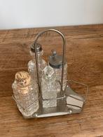 Vintage persglas kruidenset met verzilverd onderstel, Antiek en Kunst, Antiek | Goud en Zilver, Ophalen of Verzenden, Zilver