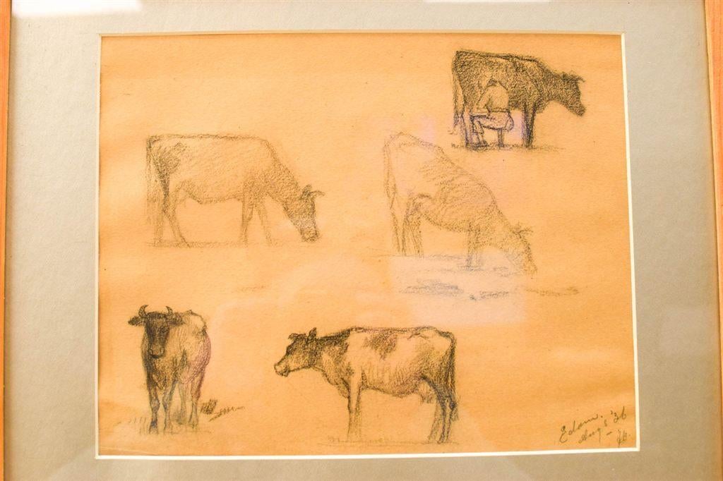 Prent / Tekening van koeien 51213, Ophalen of Verzenden, Voor 1920, Ongelopen, Vogel