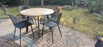 Ronde houten tuintafel met 4 stoelen, Tuin en Terras, Tuintafels, Ophalen, Gebruikt, Rond, Hout