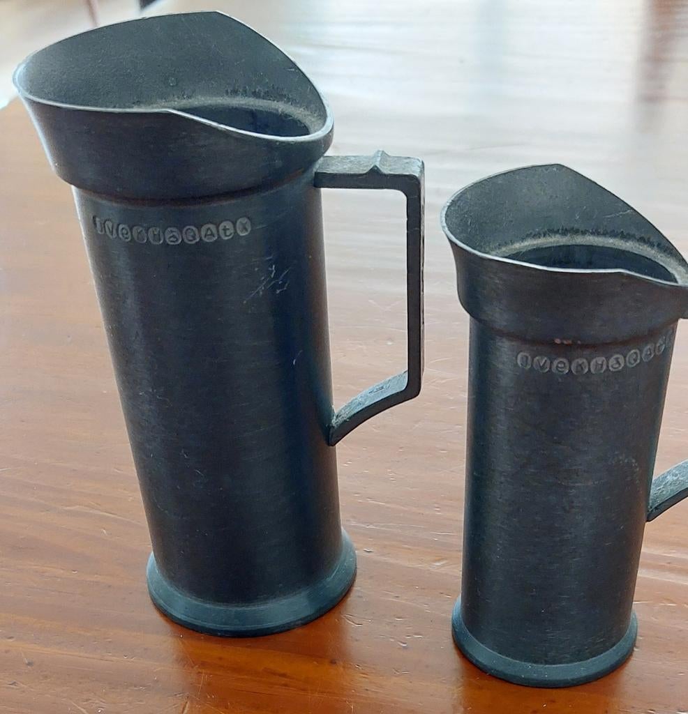 Set van 2 vintage tinnen kannetjes, Antiek en Kunst, Antiek | Tin, Ophalen