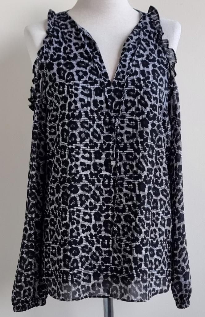 Michael Kors zwart/witte blouse mt. S, Kleding | Dames, Blouses en Tunieken, Zo goed als nieuw, Maat 36 (S), Zwart, Ophalen of Verzenden