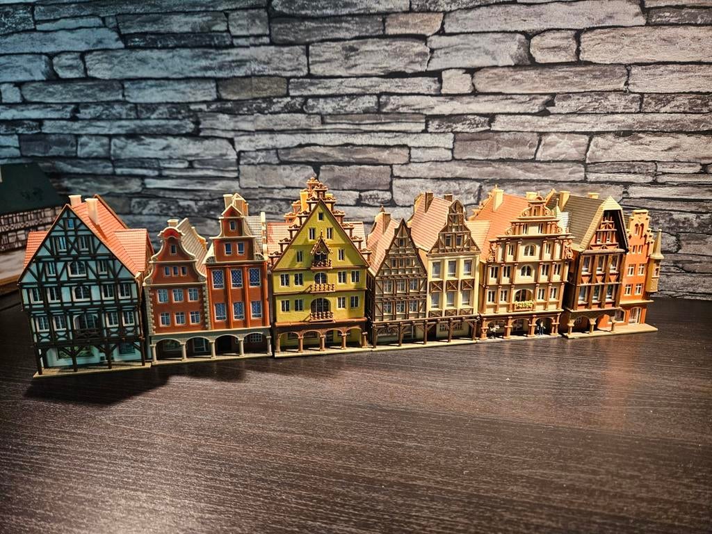 Straat1 historische gebouwen huizen N spoor modeltrein 1:160, Overige merken, Gebruikt, Gelijkstroom of Wisselstroom, Brug, Tunnel of Gebouw