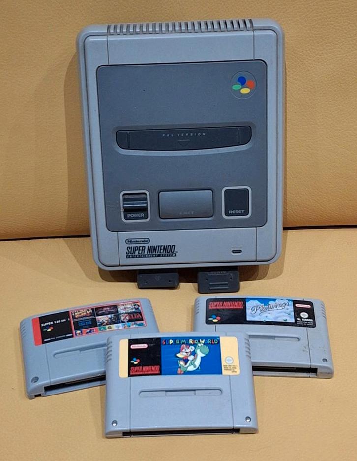 Nitendo Super Nes met 3 spellen, Spelcomputers en Games, Spelcomputers | Nintendo Super NES, Gebruikt, Zonder controller, Met games