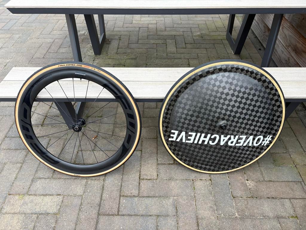 Giant Trinity TT Wielset - Carbon Disc + Deep Front (Velgrem, Gebruikt, Carbon, Overige maten, 57 tot 61 cm