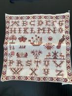 Geborduurd op linnen Friese merklap Vintage, Hobby en Vrije tijd, Borduren en Borduurmachines, Ophalen of Verzenden, Zo goed als nieuw