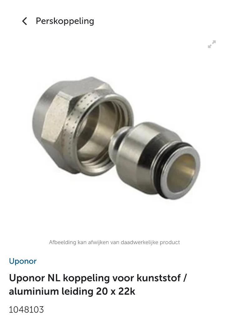 Uponor Perskoppeling 22mm, Overige materialen, 6 meter of meer, Overige typen, Nieuw