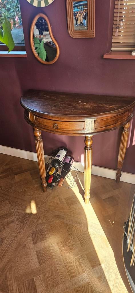 Klassieke halfronde sidetable met lade, Ophalen of Verzenden