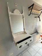 Gratis Vintage Witte Spiegel met Lade en Decoratieve Details, Gebruikt, 100 tot 150 cm, Ophalen of Verzenden, Rechthoekig