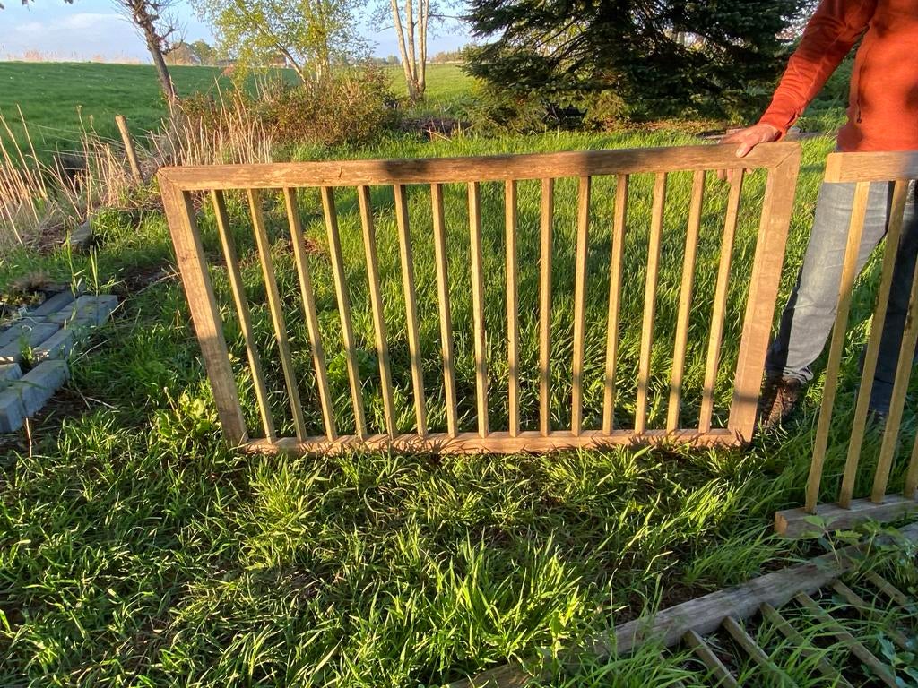 2 hardhouten hekken, 180x100 cm - Gratis af te halen, Tuin en Terras, Tuinhekken en Hekwerk, Ophalen, Gebruikt, Hout, Tuinhek