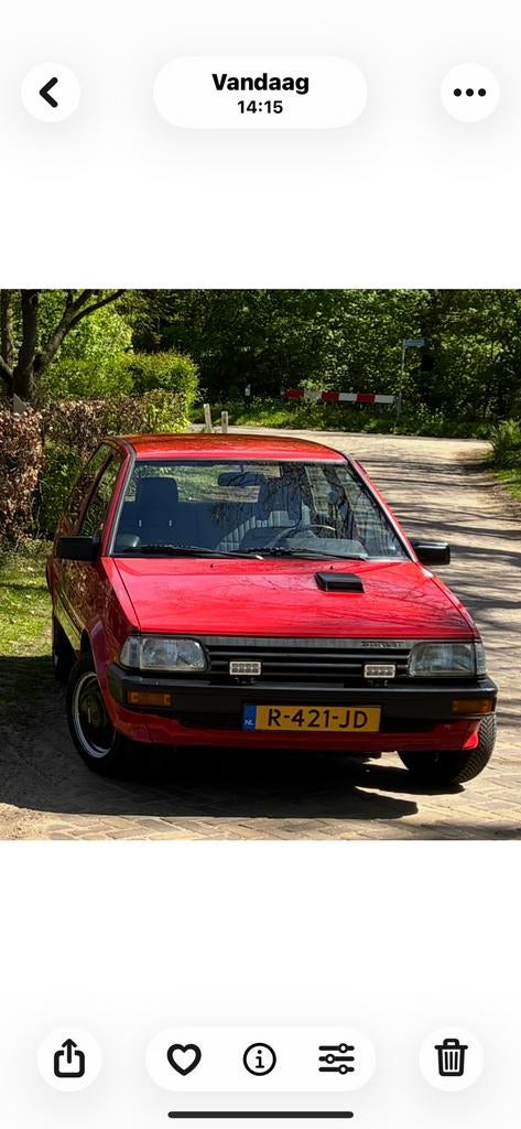 Toyota 1987 Rood, Auto's, Toyota, Starlet, Benzine, Hatchback, Automaat, Geïmporteerd, Rood, Grijs, Voorwielaandrijving, Ophalen
