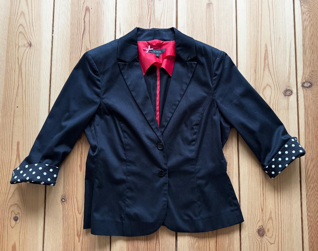 Blazer Comma - Zwart / Wit Polkadot - maat 40 / Medium, Maat 38/40 (M), Zwart, Zo goed als nieuw, Jasje
