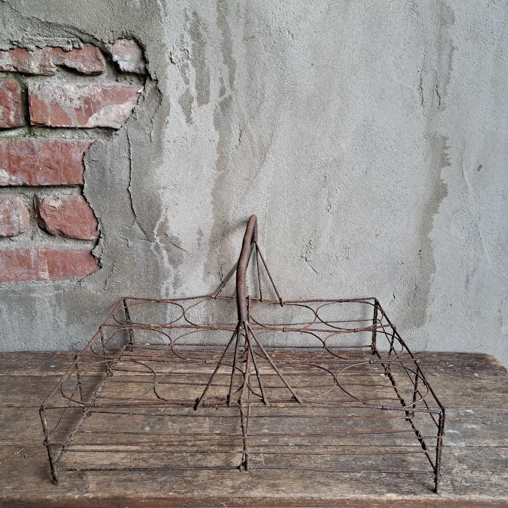 Oud brocante Frans metalen draadmandje fil de fer *Etage3*, Gebruikt, ., Ophalen of Verzenden, .