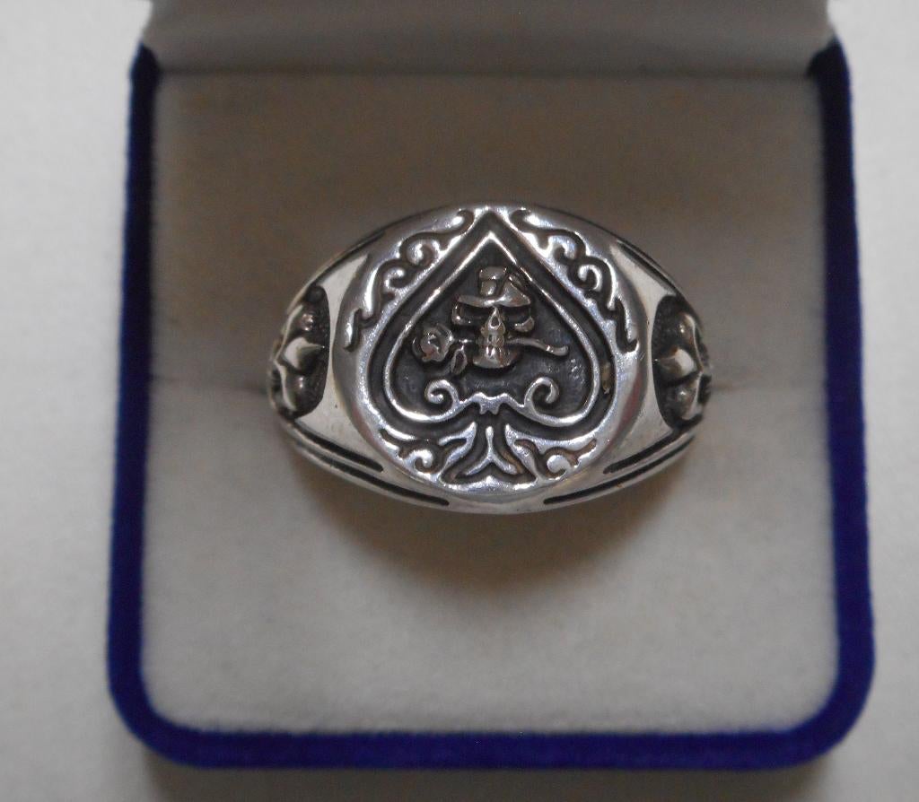 Zilveren heren ring skull met roos maat 22 nr.1703, Sieraden, Tassen en Uiterlijk, Ringen, 20 of groter, Verzenden, Heer, Zo goed als nieuw