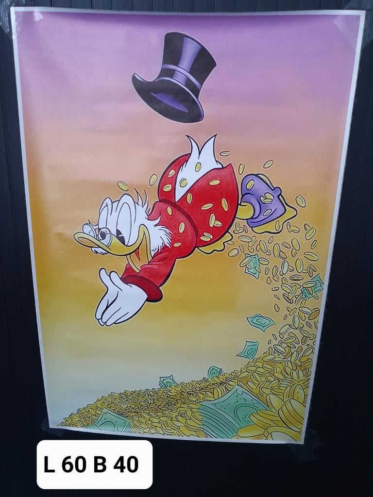 Dagobert Duck print op canvas doek, Huis en Inrichting, Minder dan 50 cm, 50 tot 75 cm, Nieuw, Ophalen of Verzenden