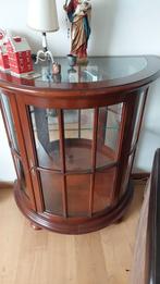 Mooie barkast, vitrinekast hout halfrond met glas, Ophalen, Zo goed als nieuw