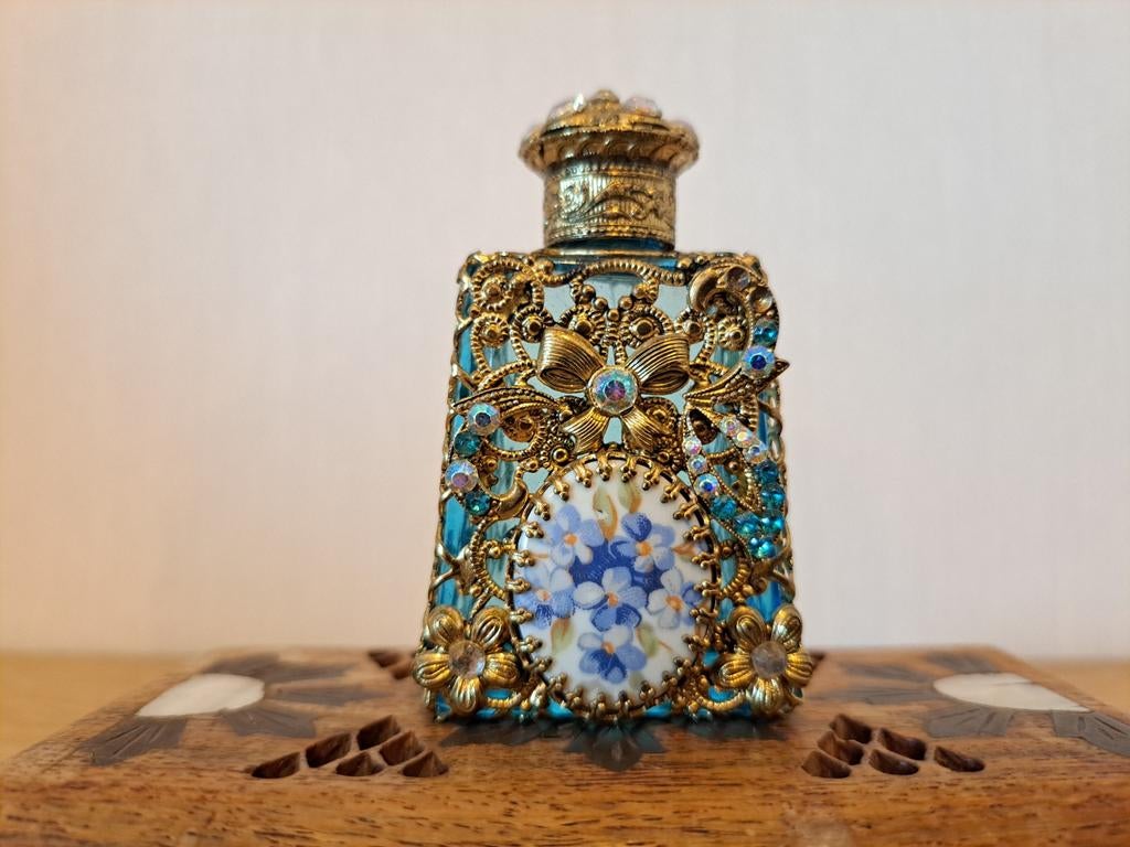 Vintage Parfumflesje met Kristallen, Ophalen of Verzenden, Gebruikt