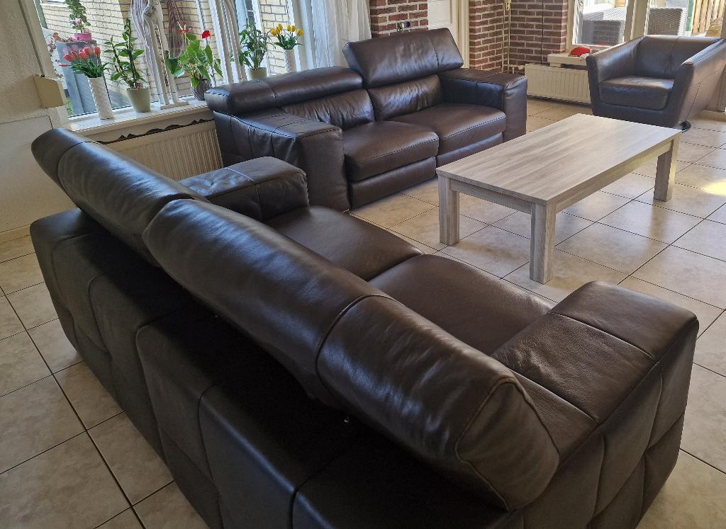 Bankstel leer van Natuzzi, Huis en Inrichting, Banken | Bankstellen, Gebruikt, 150 tot 200 cm, Ophalen of Verzenden, Vierpersoons of meer