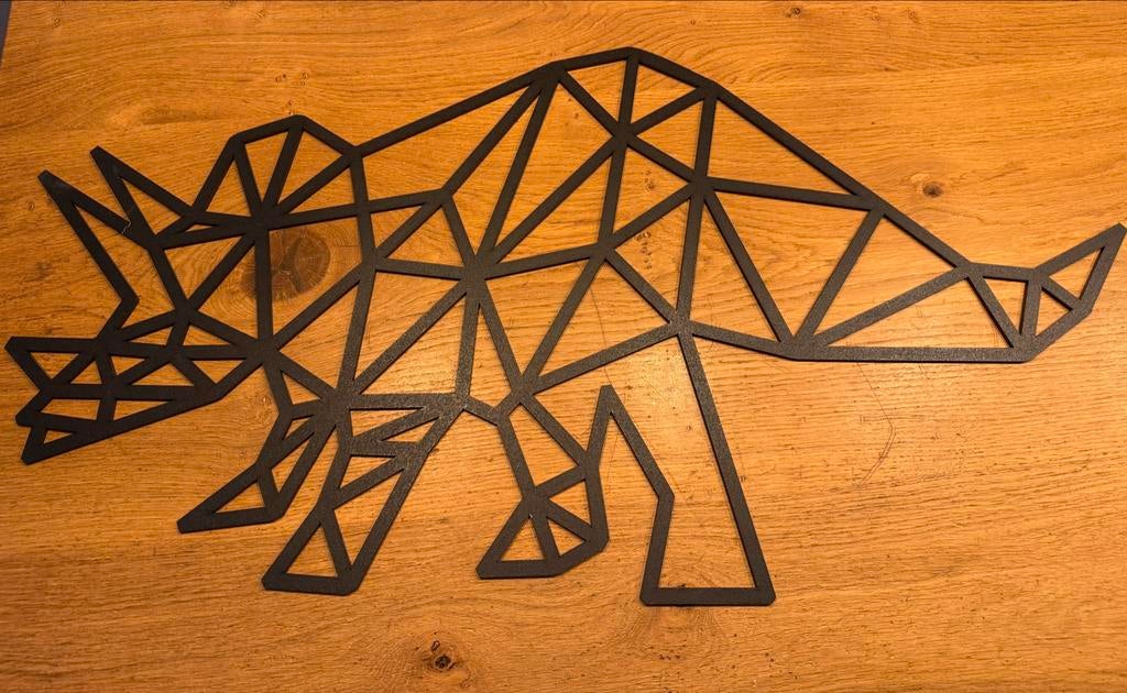 Zwarte houten triceratops wanddecoratie, Ophalen, Gebruikt, Wanddecoratie