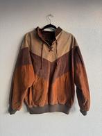 Vintage retro bruine beige patchwork leren bomber jack, Vintage, Maat 52/54 (L), Bruin, Vintage