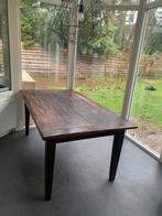 Robuuste houten eettafel met lade - Donkerbruin, Huis en Inrichting, Tafels | Eettafels, Ophalen, Gebruikt, 50 tot 100 cm, Vijf personen of meer