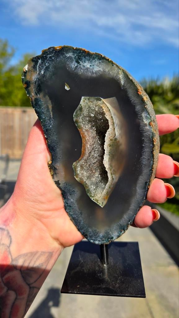 Agaat op standaard - 570 gram, 16x7 cm, Ophalen of Verzenden