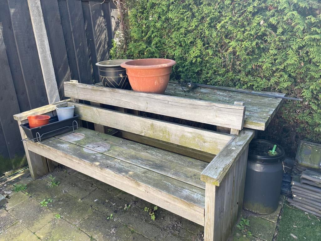 GRATIS Tuin tafel en bankje, Ophalen, Gebruikt, Hout