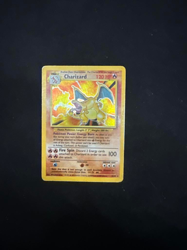 Charizard Base Set Holo Pokémon Kaart, Hobby en Vrije tijd, Verzamelkaartspellen | Pokémon, Gebruikt, Losse kaart, Foil, Ophalen of Verzenden