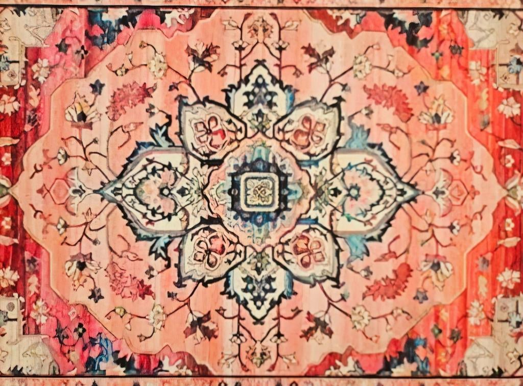 Vintage oosters Heriz vloerkleed medallion New 162x230cm, Crème, 150 tot 200 cm, Onbekend, 200 cm of meer