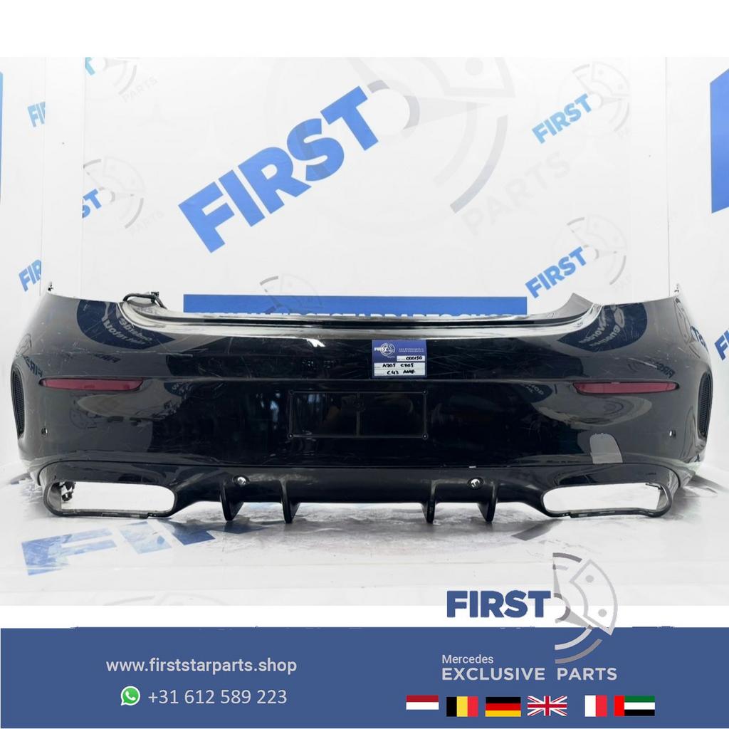 C205 C63 AMG ACHTERBUMPER zwart wit grijs Mercedes C Klasse, Gebruikt, -, Ophalen of Verzenden, Achter