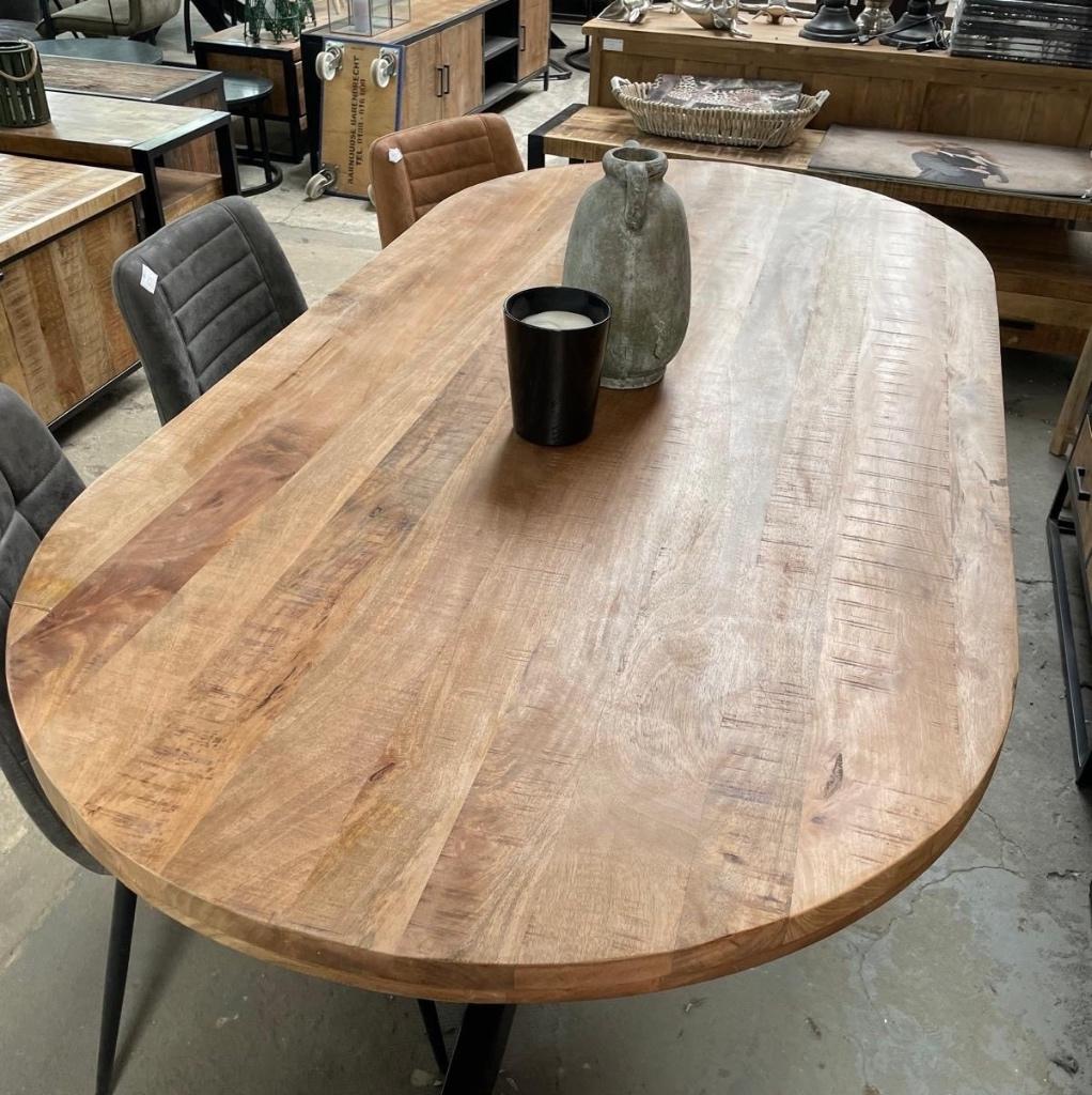 Magazijn Leegverkoop Eettafel deens ovaal mangohout matrix, Hout, Nieuw, Ophalen of Verzenden, Info@wkhome.nl