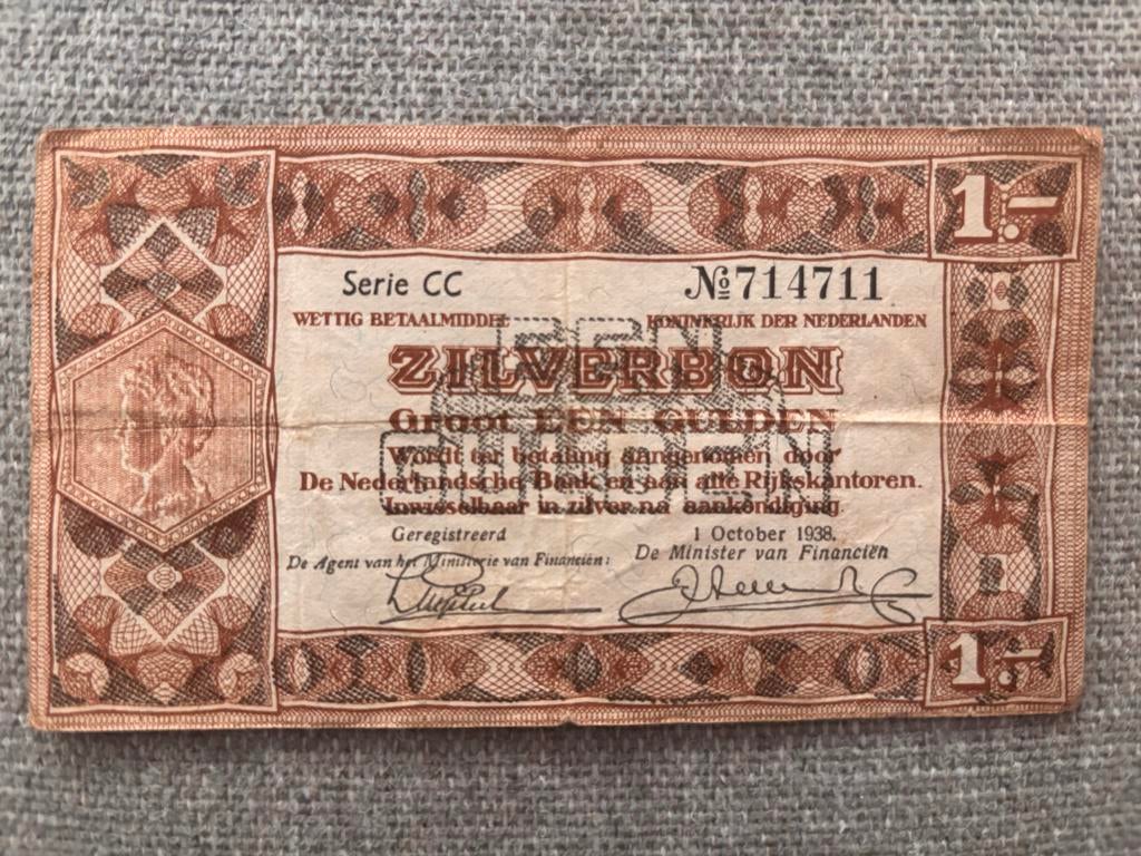 Zilverbon 1 Gulden 1938 - Serie CC, Ophalen of Verzenden, 1 gulden, Los biljet