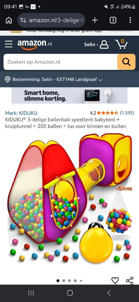 Tent met ballen, Ophalen, Gebruikt