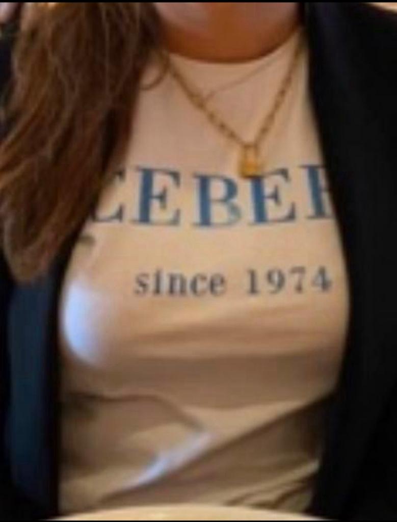 ICEBERG shirt Wit met aqua blauw logo mt. 16 (176/xs), Ophalen of Verzenden, Zo goed als nieuw, Meisje, Shirt of Longsleeve
