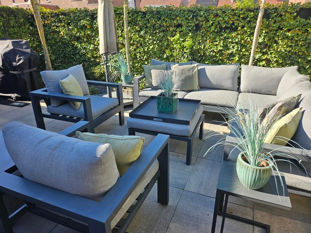 5-delige loungeset met bijzettafels - Antraciet, Ophalen, 5 zitplaatsen, Aluminium, Zo goed als nieuw