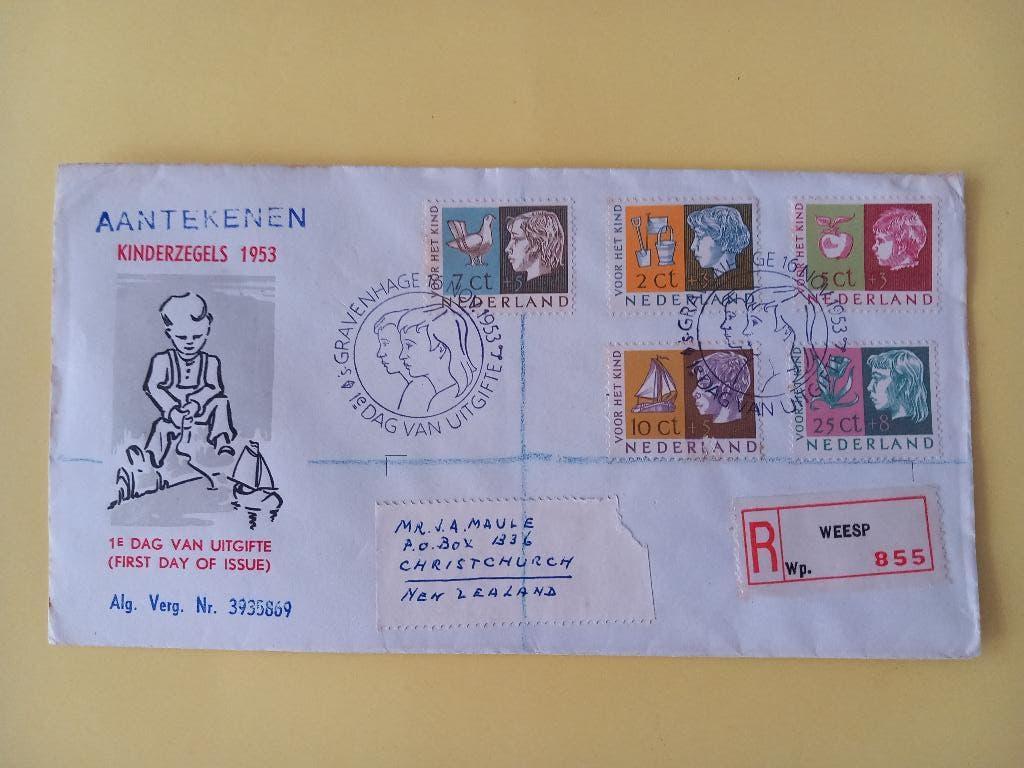 1953 Kinderzegels FDC E15 gesloten klep e1, Postzegels en Munten, Verzenden, Beschreven, Nederland
