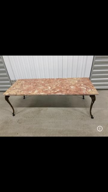 salontafel vintage met marmeren blad, Ophalen, Minder dan 50 cm, Gebruikt, 100 tot 150 cm