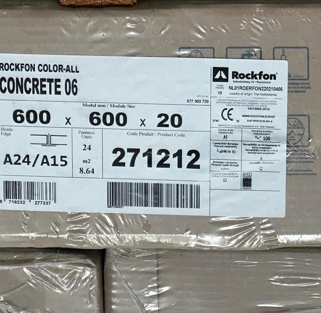 Rockfon Color-all concrete 06 600x600x20mm, Ophalen, Nieuw, Overige materialen, 20 tot 50 mm