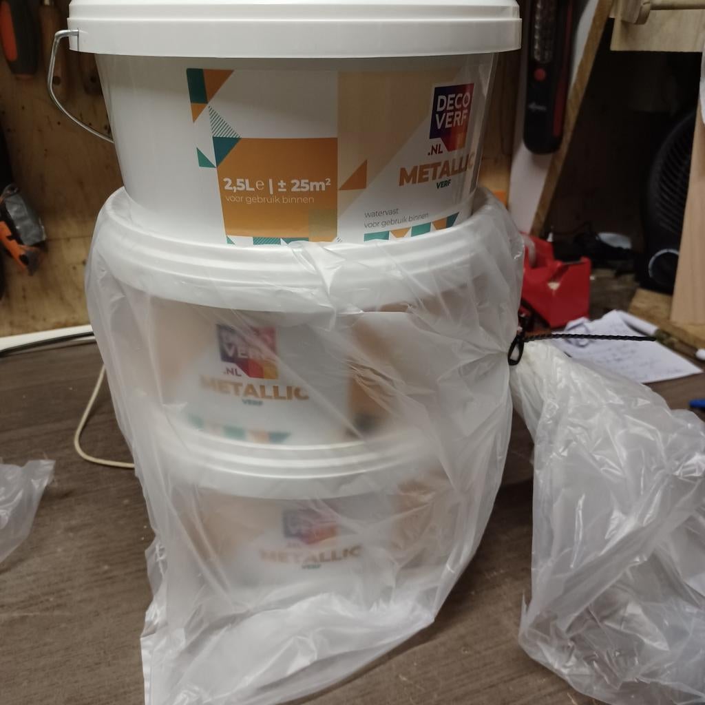 Muurverf metalic champagne goud nieuw, Ophalen, Nieuw