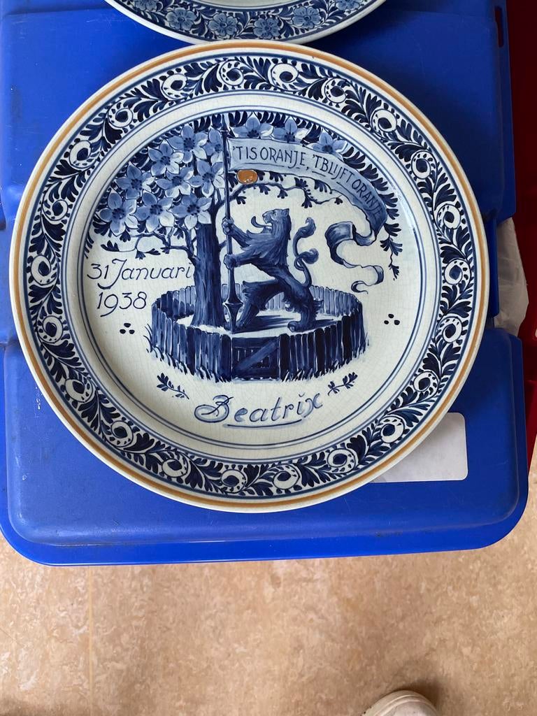 Geboortebord Beatrix 1938 - Delfts blauw, Ophalen