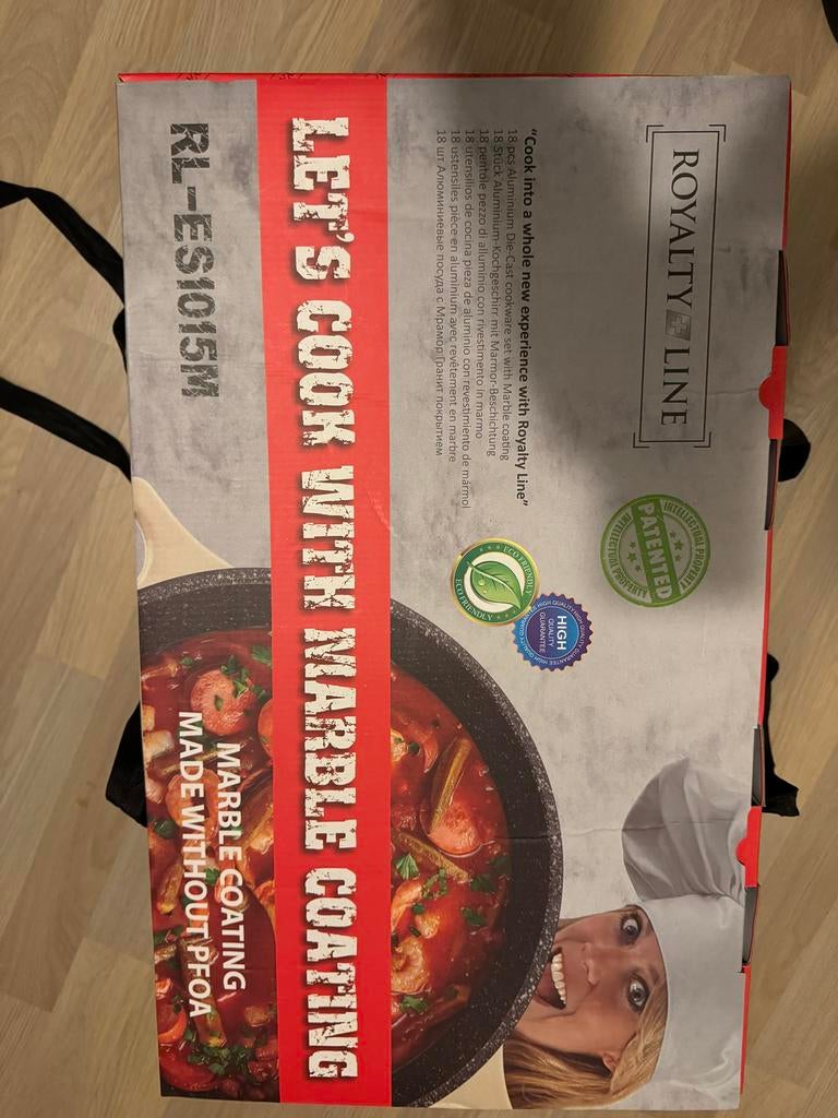 Royalty Line Pannenset - 18-delig met marmeren coating, Inductieplaat, Pannenset, Ophalen of Verzenden, Nieuw