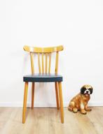 Houten vintage keukenstoel, blauw skai. Retro stoel, Huis en Inrichting, Ophalen, O, Blauw, O