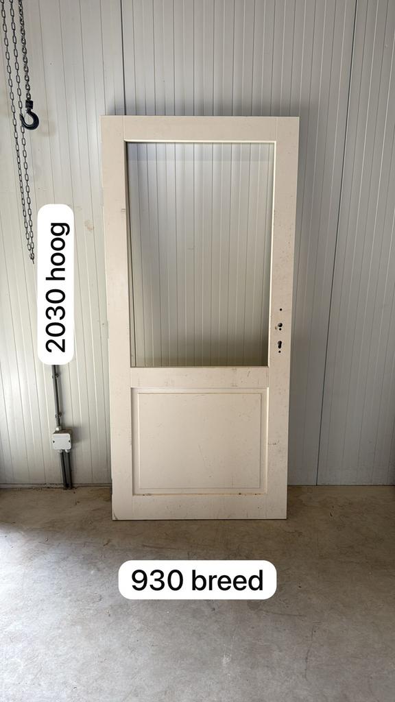 Hardhouten Buitendeur met paneel borstwering 81cm 203x93 cm, Ophalen, Gebruikt, 80 tot 100 cm, Buitendeur