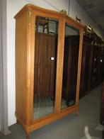 antiek massieve eiken linnenkast kleerkast koperen elementen, Met deur(en), 100 tot 150 cm, Eikenhout, Zo goed als nieuw