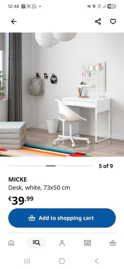 Ikea bureau MICKE - perfect voor thuiswerk of studie, Huis en Inrichting, Bureaus, Met lades, Spaanplaat of MDF, Ophalen of Verzenden