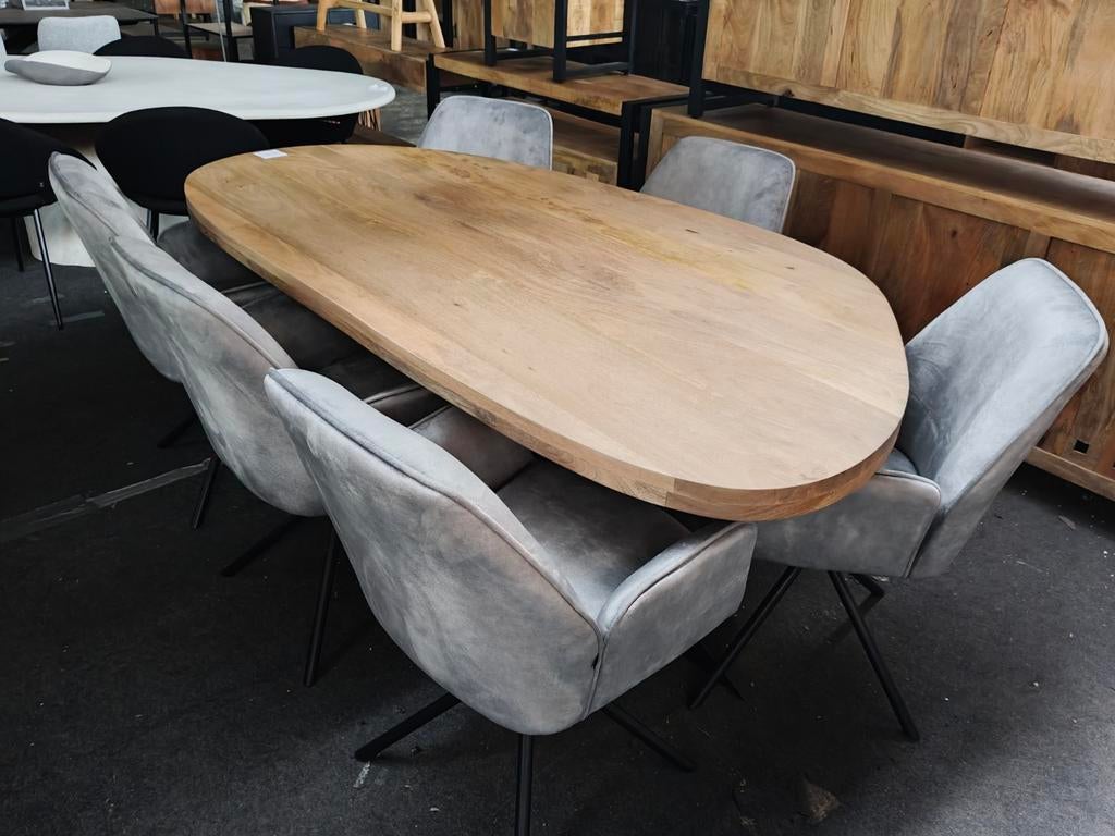 Organische mangohouten eettafel met spinpoot 200x100cm, Ophalen, Nieuw, Hout