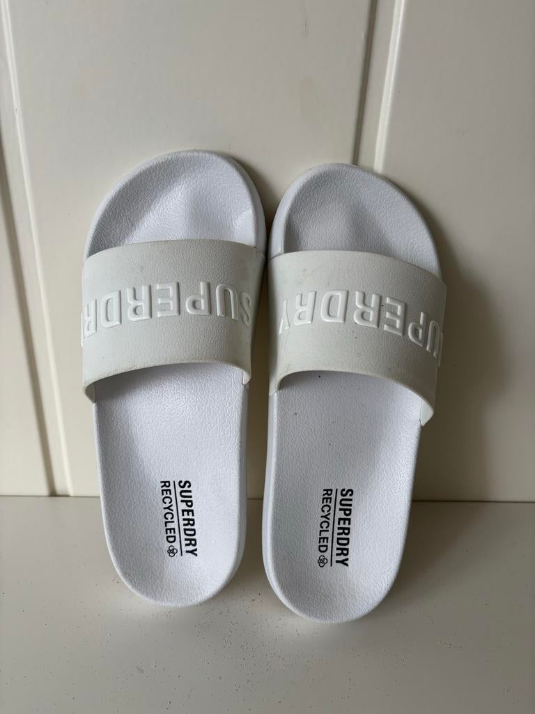 Superdry Badslippers Maat 38, Ophalen of Verzenden, Zo goed als nieuw, Wit, Slippers