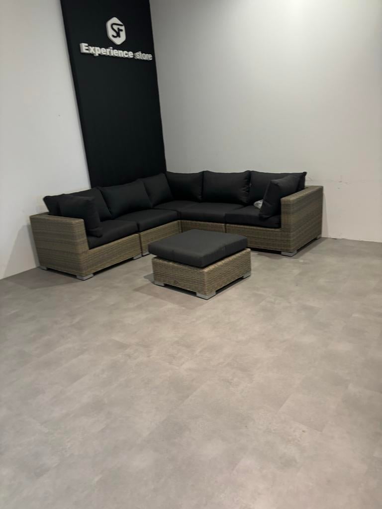 Luxe Wicker Hoek Loungeset met Kussens - Zo goed als nieuw, Tuin en Terras, Tuinsets en Loungesets, 5 zitplaatsen, Ophalen of Verzenden